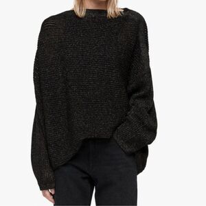 All Saints Charcoal Knit Crew Neck Sweater